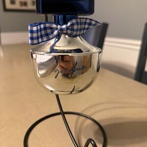 Bath & Body Works Gingham Fragrance Bottle Ornament with Blue Bow